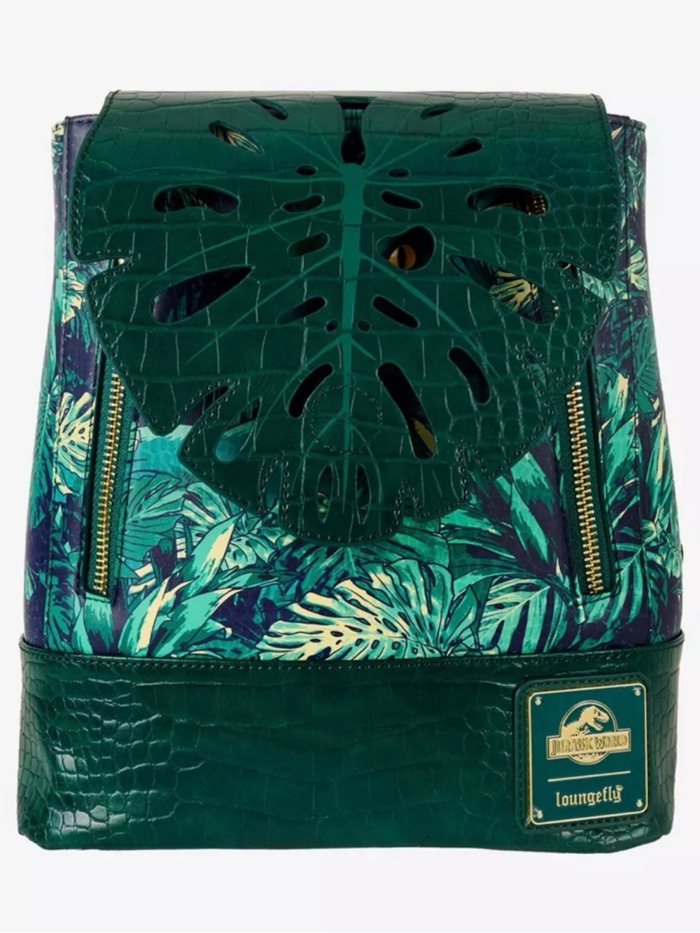 NWT Loungefly Jurassic World Velociraptor Palms Glow-In-The-Dark Mini Backpack